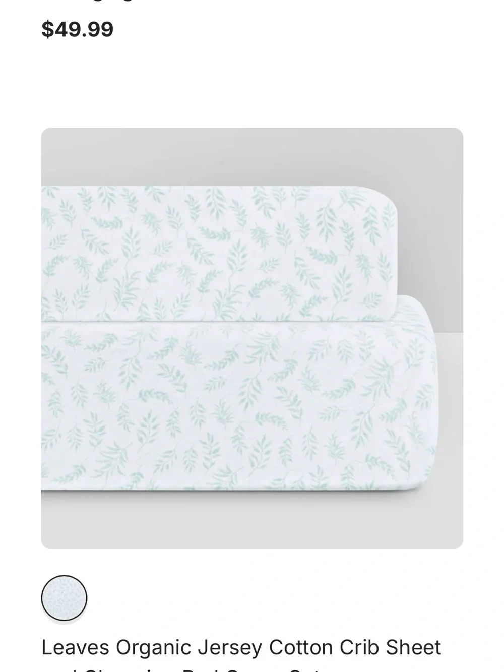 Bellini Nursery Bedding Set - White with Mint Leaf Pattern